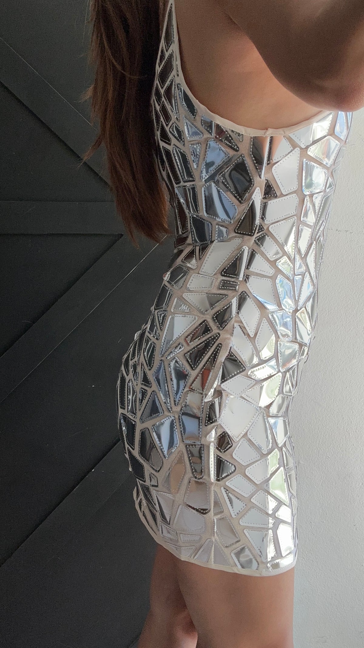 Silver store vinyl dress